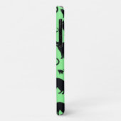 Chat noir sur Arrière - plan vert iPhone / coque i (Dos/Gauche)