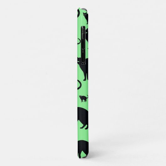 Chat noir sur Arrière - plan vert iPhone / coque i (Dos/Gauche)