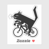 Chat noir sur Bicyclette Sticker en vinyle coupé s (Feuille)
