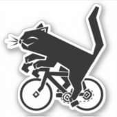 Chat noir sur Bicyclette Sticker en vinyle coupé s (Devant)