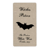 Chat noir sur Burlap sorcières potion Étiquette de (Devant)