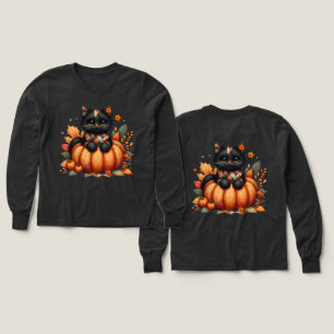 Chat noir sur Citrouille avec Motif de courtepoint
