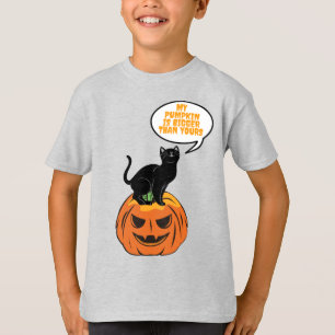 chat noir sur citrouille, T-shirt Halloween