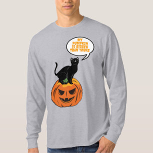 chat noir sur citrouille, T-shirt Halloween