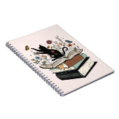 Chat noir sur le livre Funny Chat Carnet (Côté Droit)