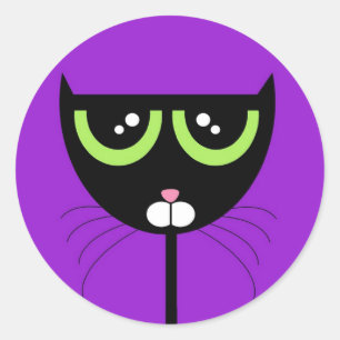 Chat noir sur le pourpre - autocollant