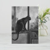 Chat noir sur le rebord de fenêtre - Carte (Debout devant)