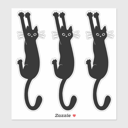 Chat noir suspendu | Funny Stickers de vinyle Kitt (Feuille)
