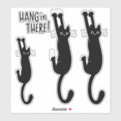 Chat noir suspendu | Funny Stickers de vinyle Kitt (Feuille)