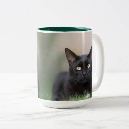 chat noir - tasse de café (Devant droit)