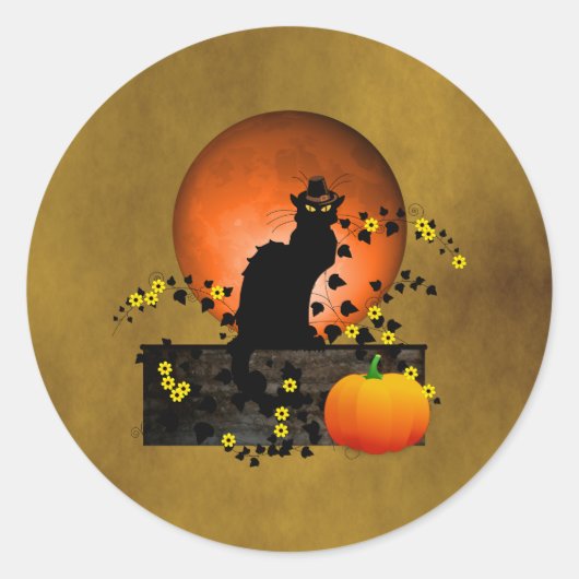 Chat Noir Thanksgiving Ronde Sticker (Voorkant)