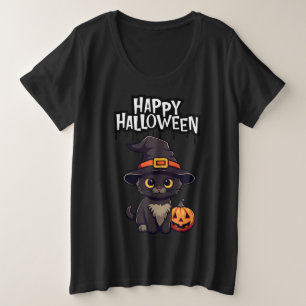 Chat noir très effrayant avec Citrouille Jack-o'-l