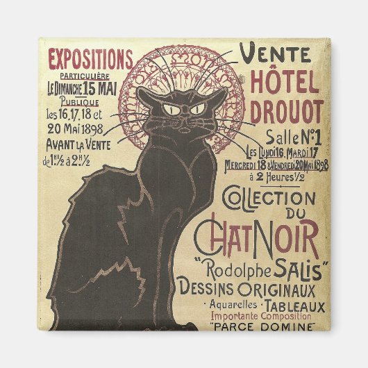  Chat Noir, Vente Hôtel Drouot Steinlen Magneet (Voorkant)