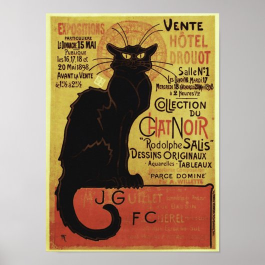 Chat Noir, Vente Hôtel Drouot Steinlen Poster (Voorkant)