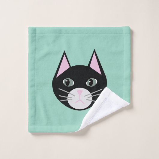 Chat noir vert (Gant de toilette)