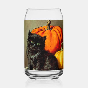 Chat noir vintage d'Halloween et Citrouilles