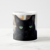 Chat noir - yeux verts - tasse (Devant)