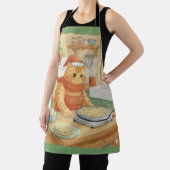 Chat norvégien faisant des lefse de Noël, tablier (Insitu)