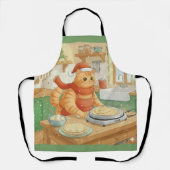 Chat norvégien faisant des lefse de Noël, tablier (Recto)