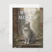 Chat Nous Avons Déménagé Faire-part En Mouvement (Devant / Derrière)