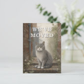 Chat Nous Avons Déménagé Faire-part En Mouvement (Debout devant)