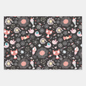 Chat, Oiseau, Fleurs, Ensemble de papier d'envelop (Devant)