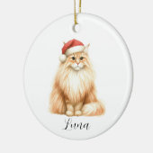 Chat orange aquarelle en ornement de Santa Hat (Gauche)