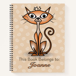Chat orange avec Carnet Arrière - plan blanc