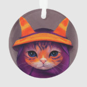 Chat orange avec chapeau de sorcière violet Hallow (dos)