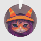 Chat orange avec chapeau de sorcière violet Hallow (devant)