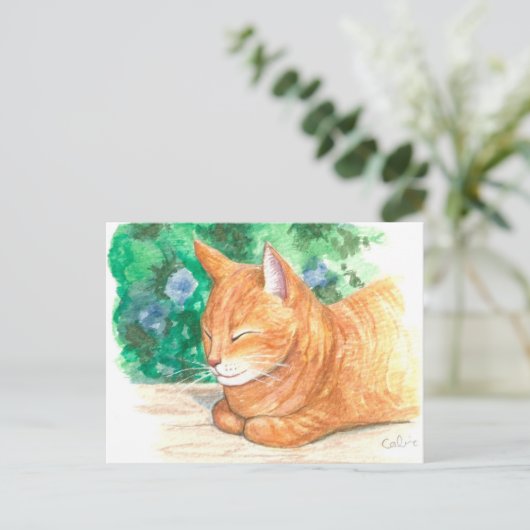 "Chat orange Relaxant." Carte postale (Debout devant)