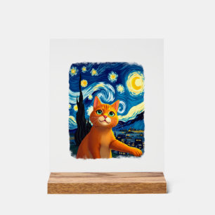 Chat orange selfie Nuit étoilée Maman chat Amoure