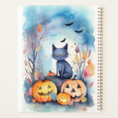 Chat Oriental Bleu Halloween avec des citrouilles  (Dos)