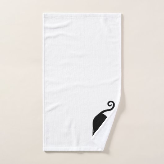 Chat orienté vers le bas sur blanc (Serviette à main)