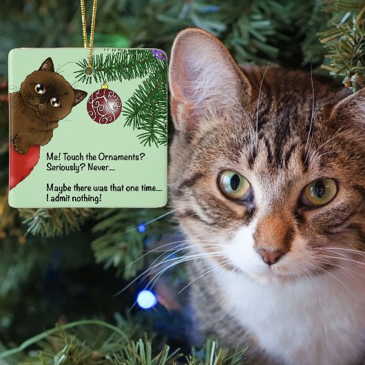 Chat ornement de Noël marron
