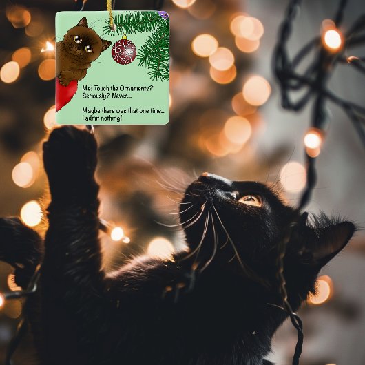 Chat ornement de Noël marron