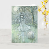 Chat paranormal de carte de Halloween du fantôme (Fleur jaune)