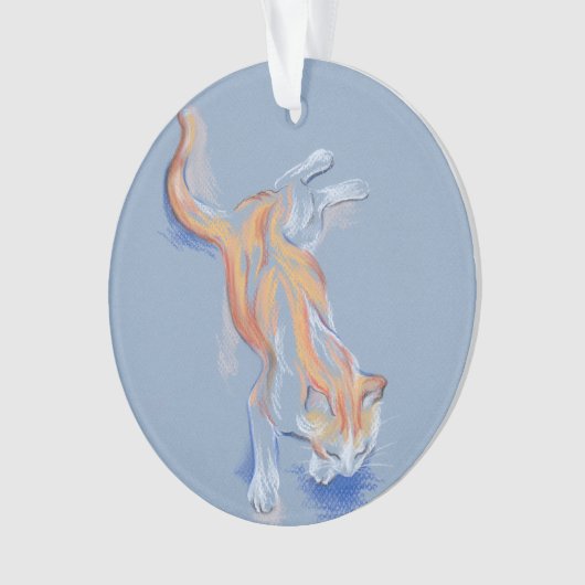 Chat Pastel Orange et Tabby blanc sur Bleu (devant)