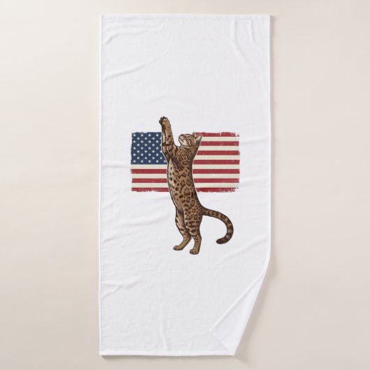 Chat patriotique Drapeau américain Design vectorie (Serviette de bain)