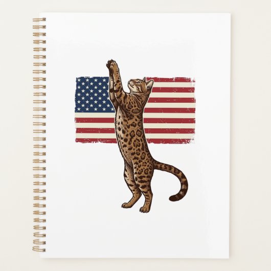 Chat patriotique Drapeau américain Design vectorie (Devant)
