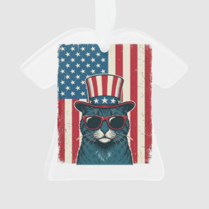 Chat Patriotique Drapeau Gravure Vintage Design de