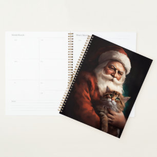 Chat Persan avec le Père Noël Festif de Noël