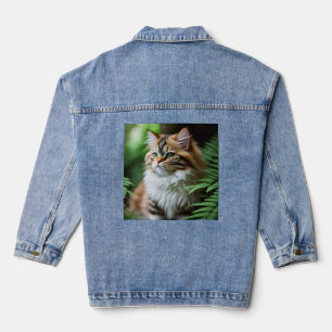 Chat Persan Dans La Fougère, Veste En Denim Pour F