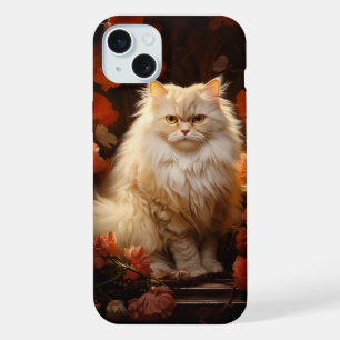 Chat perse avec fleurs