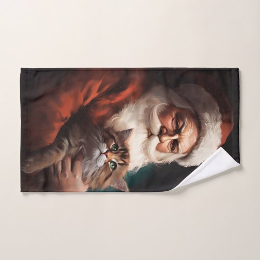 Chat Perse avec Noël Festif du Père Noël (Serviette à main)