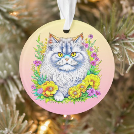 Chat perse en fleurs Noël personnalisé (Arbre)