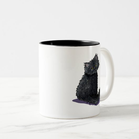 Chat Perse Noir Mug à café à deux tons (Devant droit)