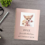 Chat personnalisé photo rose or<br><div class="desc">Un arrière - plan rose à gradient or. Personnalisez et ajoutez une photo, une année, un nom et un texte. Le nom est écrit en noir avec un grand script de style à la main moderne.</div>