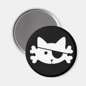 Chat pirate blanc - aimant (Recto/Verso)