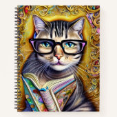 Chat portant des lunettes tenant un livre d'art (Devant)